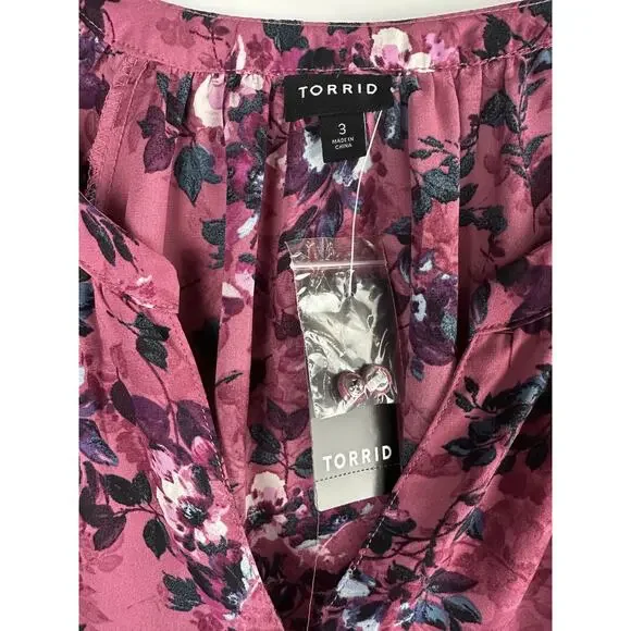 NWT Torrid Georgette Puff Sleeve Peasant Blouse Long Sleeve V-Neck Plus Size 3X - Picture 7 of 10